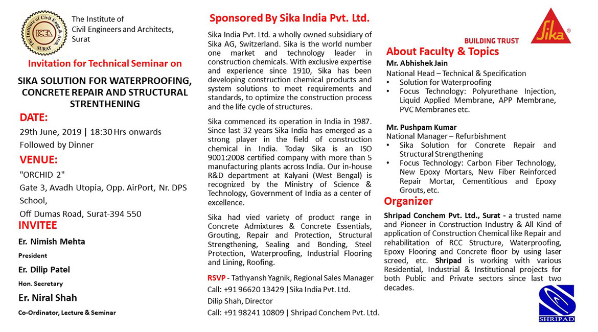 Invitation For Technical Seminar on sika solution